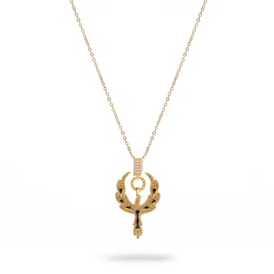 Ebru Jewelry Women's Gold / Black Golden Phoenix Rising Guardian Necklace - Gold In Multi