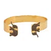Ebru Jewelry Women's Gold / Black Guardian Black Elephant Gold Cuff Bracelet - Black In Brown