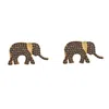 Ebru Jewelry Women's Gold / Black Guardian Black Elephant Gold Stud Earrings - Black In Brown