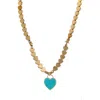Ebru Jewelry Women's Gold / Blue Azure Heartbeat Gold Necklace - Turquoise In Gold
