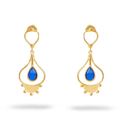 Ebru Jewelry Women's Gold / Blue Cleopatra's Sapphire Tears Gold Earrings - Navyblue In Multi
