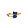 Ebru Jewelry Women's Gold / Blue Double Sapphire Stone & Gold Dainty Adjustable Ring - Blue