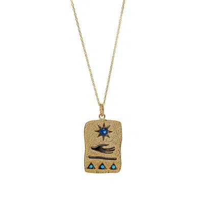 Ebru Jewelry Women's Gold / Blue Egyptian All In Your Hands Sun Gold Necklace - Gold