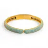 Ebru Jewelry Women's Gold / Blue Elegant Turquoise & Gold Fashion Design Bangle Bracelet - Turquoise
