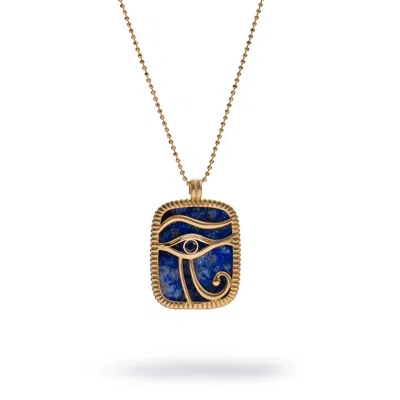 Ebru Jewelry Women's Gold / Blue Eye Of Ra Lapis Lazuli Gold Necklace - Blue