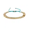 Ebru Jewelry Women's Gold / Blue Fish Scale Turquoise & Gold Cord Bracelet - Turquoise