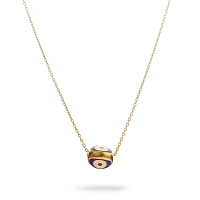 Ebru Jewelry Women's Gold / Blue Guardian Blue Evil Eye Minimalist Gold Necklace - Gold In Gray