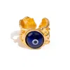 Ebru Jewelry Women's Gold / Blue Guardian Evil Eye Adjustable Gold Ring - Blue In Gold
