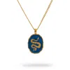Ebru Jewelry Women's Gold / Blue Guardian Snake Blue Enamel Gold Necklace - Blue In Gold