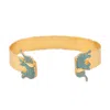 Ebru Jewelry Women's Gold / Blue Guardian Turquoise Elephant Gold Cuff Bracelet - Turquoise In Gold