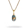Ebru Jewelry Women's Gold / Blue Lucky Clover Turquoise Enamel Egg Gold Necklace - Blue In Gold