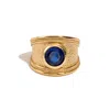 Ebru Jewelry Women's Gold / Blue Majestic Sapphire Gold Statement Ring - Sapphire In Brown