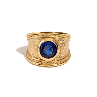 Ebru Jewelry Women's Gold / Blue Majestic Sapphire Gold Statement Ring - Sapphire In Brown