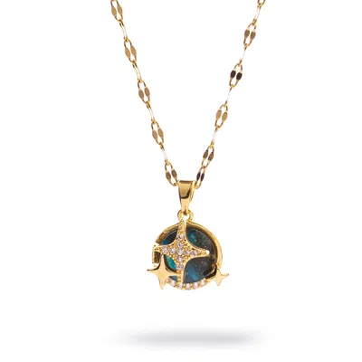Ebru Jewelry Women's Gold / Blue Midnight Sky Diamond Necklace - Navyblue