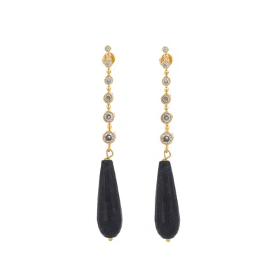 Ebru Jewelry Women's Gold / Blue Moonlit Spirit Sodalite Drop Earrings - Blue