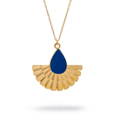 Ebru Jewelry Women's Gold / Blue Mystic Ra Blue Enamel Gold Necklace - Blue In Multi