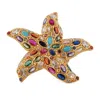 Ebru Jewelry Women's Gold / Blue / Pink Ocean Goddess Multicolor Starfish Gold Adjustable Ring - Multicolor In Gold
