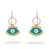 Ebru Jewelry Women's Gold / Blue Protective Aura Turquoise Evil Eye Earrings - Turquoise In Blue
