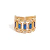 Ebru Jewelry Women's Gold / Blue Radiant Majesty Sapphire Gold Adjustable Cuff Ring - Blue In Gold