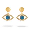 Ebru Jewelry Women's Gold / Blue Sapphire Dream Eye Earrings - Blue In Gold