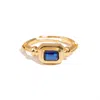 Ebru Jewelry Women's Gold / Blue Sapphire Spark Minimalist Gold Adjustable Ring - Blue In Blue