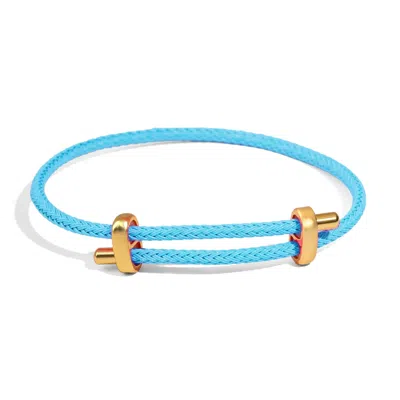 Ebru Jewelry Women's Gold / Blue Sky Glow Adjustable Gold Rope Unisex Bracelet - Light Blue In Multi