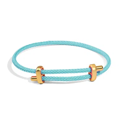 Ebru Jewelry Women's Gold / Blue Turquoise Glow Adjustable Gold Rope Bracelet - Turquoise In Multi