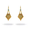 Ebru Jewelry Women's Gold / Blue Vintage Style Gold & Turquoise Design Dangle Earrings - Turquoise In Gold
