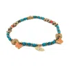 Ebru Jewelry Women's Gold / Blue / Yellow Evil Eye & Butterfly Sunset Glow Beaded Anklet