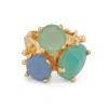 Ebru Jewelry Women's Gold / Green / Blue Aqua Chalcedony Gold Goddess Adjustable Ring - Blue In Gold