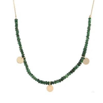 Ebru Jewelry Women's Gold / Green Emerald Gemstone Grace Solid Gold Chain Choker Necklace - Green In Multi