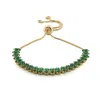 Ebru Jewelry Women's Gold / Green Emerald Glow Adjustable Gold Bracelet - Green