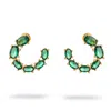 Ebru Jewelry Women's Gold / Green Emerald Glow Stud Hoop Earrings - Green In Green