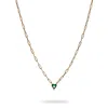 Ebru Jewelry Women's Gold / Green Emerald Heart Minimalist Gold Necklace - Green In Gold