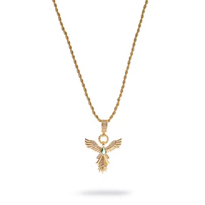 Ebru Jewelry Women's Gold / Green Emerald Phoenix Gold Necklace - Green In Multi