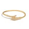Ebru Jewelry Women's Gold / Green Emerald Serpent Guardian Gold Cuff Bracelet - Gold In Gold