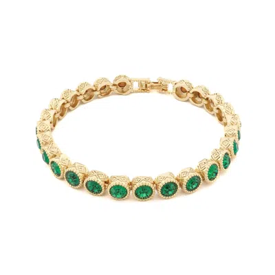 Ebru Jewelry Women's Gold / Green Emerald Tennis Mystic Bracelet - Green In Multi