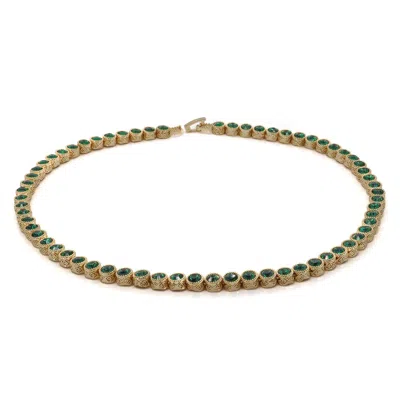 Ebru Jewelry Women's Gold / Green Emerald Tennis Mystic Necklace - Green