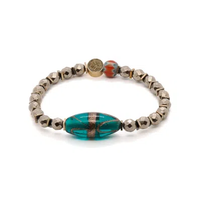 Ebru Jewelry Women's Gold / Green Gold Hematite Stone Dainty Bracelet - Gold In Multi