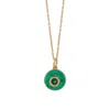 Ebru Jewelry Women's Gold / Green Green Enamel & Jade Stone Evil Eye Gold Chain Necklace - Green In Multi