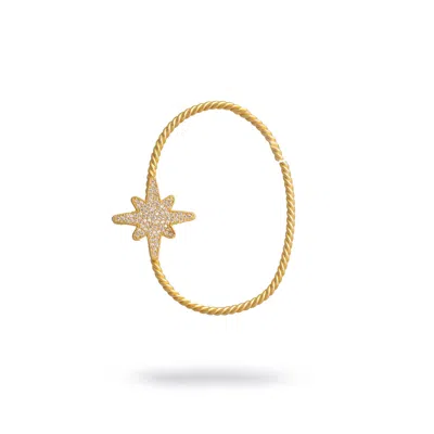 Ebru Jewelry Women's Gold / Green North Star Sparkle Gold Vermeil Unique Ear Cuff - Gold In Multi