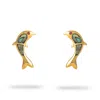 Ebru Jewelry Women's Gold / Green Ocean Joy Dolphin Pearl Stud Earrings - Gold In Gold