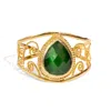 Ebru Jewelry Women's Gold / Green Vintage Green Cat Eye Chunky Cuff Bracelet - Green In Gold