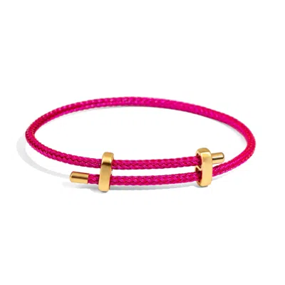 Ebru Jewelry Women's Gold / Pink Fuchsia Glow Adjustable Gold Rope Bracelet - Fuchsia Pink In Multi