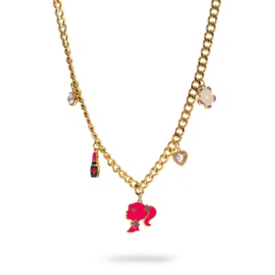 Ebru Jewelry Women's Gold / Pink Glamour Girl Charm Necklace - Gold In Multi