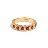 Ebru Jewelry Women's Gold / Pink Majestic Ruby Adjustable Gold Statement Ring - Pink In Blue