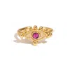 Ebru Jewelry Women's Gold / Pink Mystic Ruby Evil Eye Gold Adjustable Band Ring - Pink In Gold