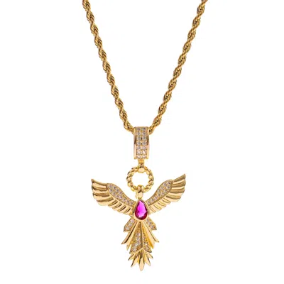 Ebru Jewelry Women's Gold / Pink Phoenix Rising Ruby Gold Pendant Necklace - Gold In Multi