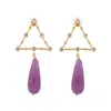 Ebru Jewelry Women's Gold / Pink / Purple Divine Energy Amethyst & Diamond Drop Earrings - Purple