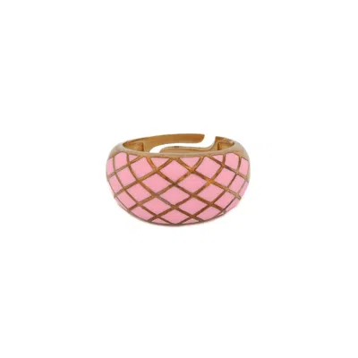 Ebru Jewelry Women's Gold / Pink / Purple Pink & Gold Adjustable Fashion Ring - Pink In Multi